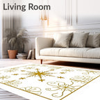 Golden Snowflake Scatter Medallion Rug