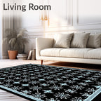 Black And White Geometric Star Rug