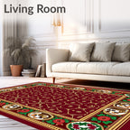 Crimson Floral Dog Portrait Medallion Rug