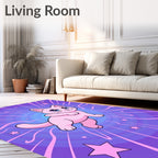 Cute Pink Cat Starburst Background Rug