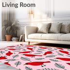 Red Cardinals With Fern Leaves Rug