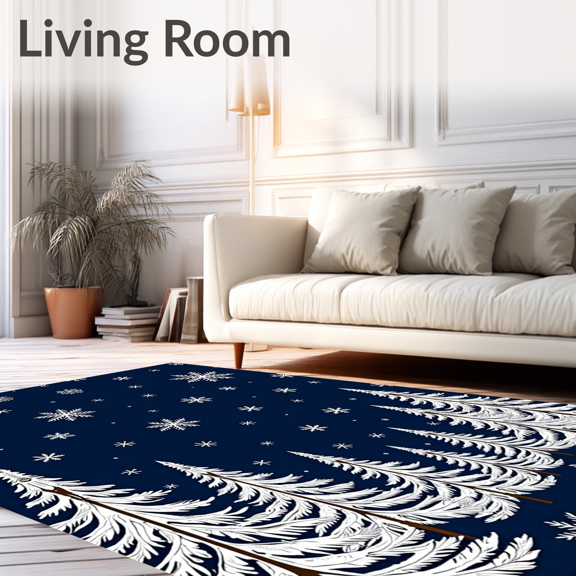White Snowy Forest Snowflake Collection Rug