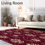 Crimson Golden Floral Sprig Medallion Rug