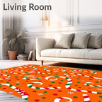 Holiday Candy Cane Dot Swirls Orange Rug