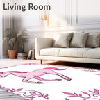 Pink Unicorn With Floral Border Rug