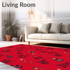 Rich Red Christmas Ornaments Foliage Rug