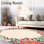 Coral Floral Garland Gold Frame Rug