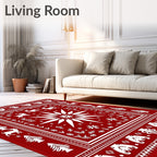 Red Festive Christmas Deer Star Rug