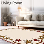Maroon Gold Star Border Frame Rug