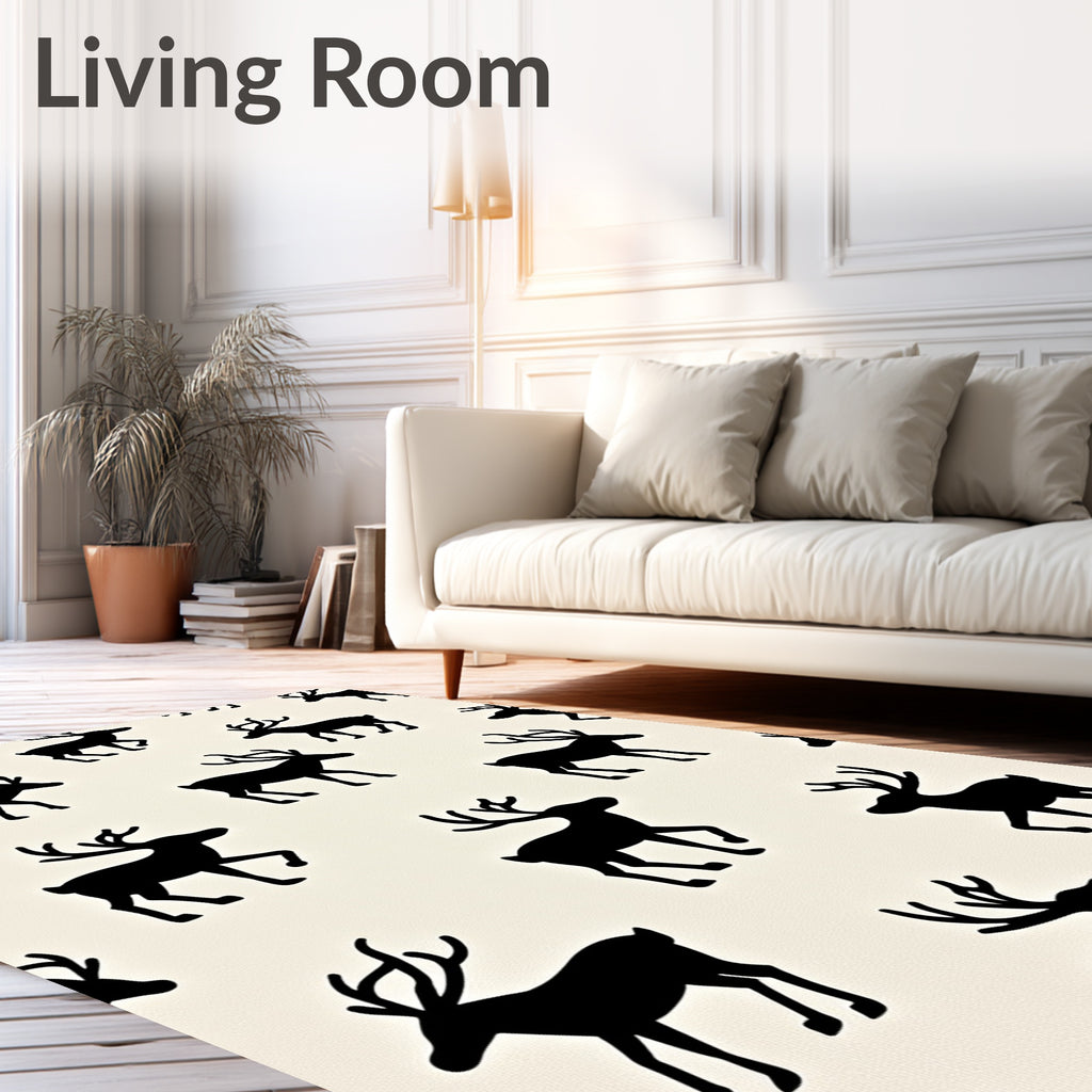 Black Stag All-Over Silhouette Rug