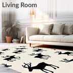 Black Stag All-Over Silhouette Rug