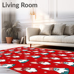 Festive Red Gnome Snowflake Pattern Rug