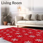 Crimson Snowflake Circles Abundant Rug