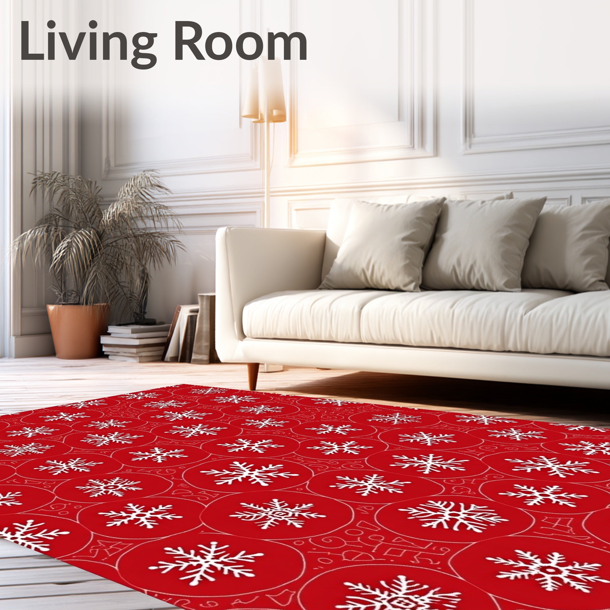 Crimson Snowflake Circles Abundant Rug