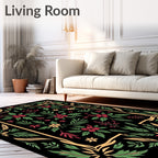 Crimson Yellow Green Floral Garden Frame Rug