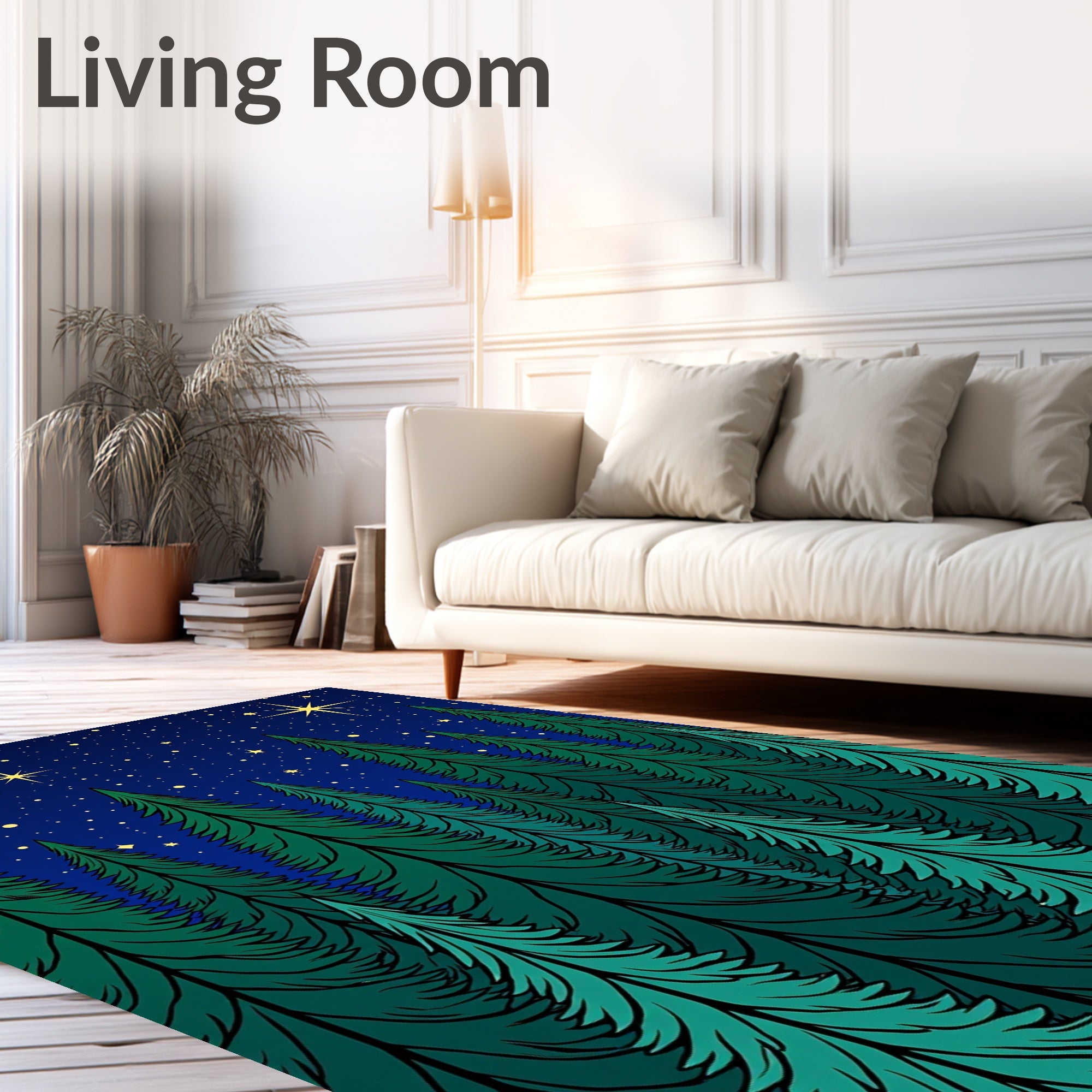Enchanting Midnight Forest Starry Night Rug