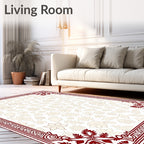 Crimson Corner Floral Botanical Background Rug