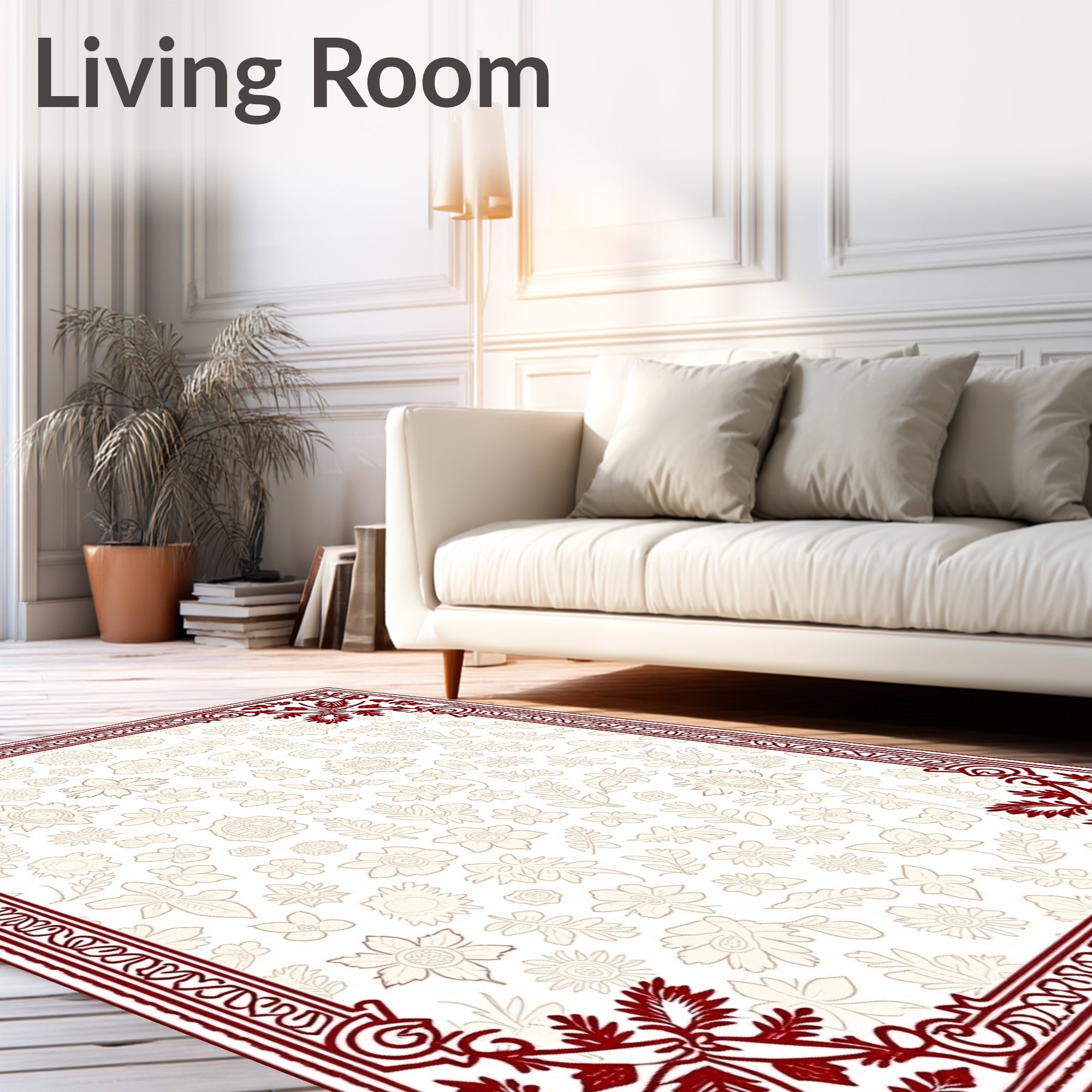 Crimson Corner Floral Botanical Background Rug