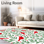 Red Cardinal Green Branch Berry Rug