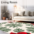 Crimson Cardinal Evergreen Border Rug