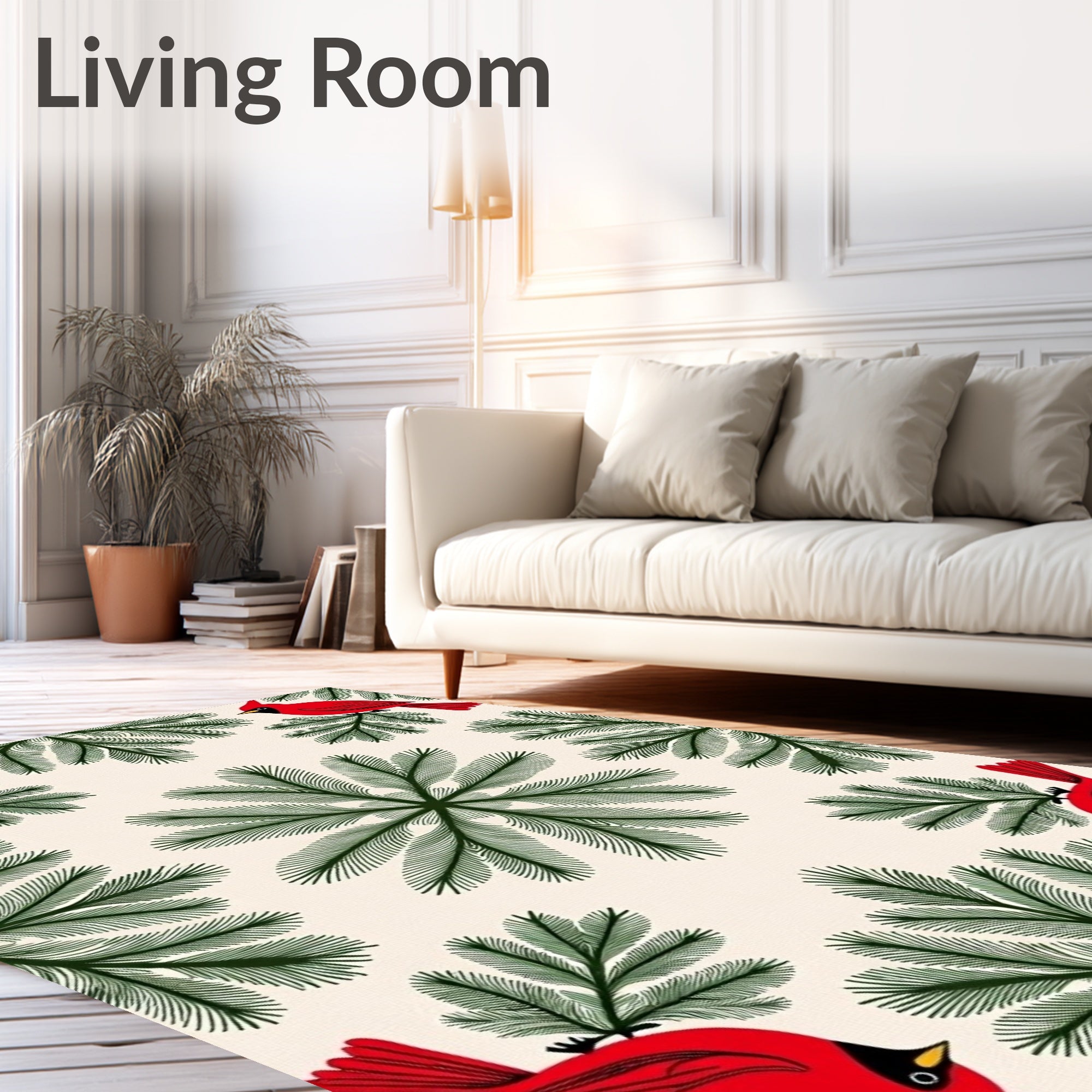 Crimson Cardinal Evergreen Border Rug