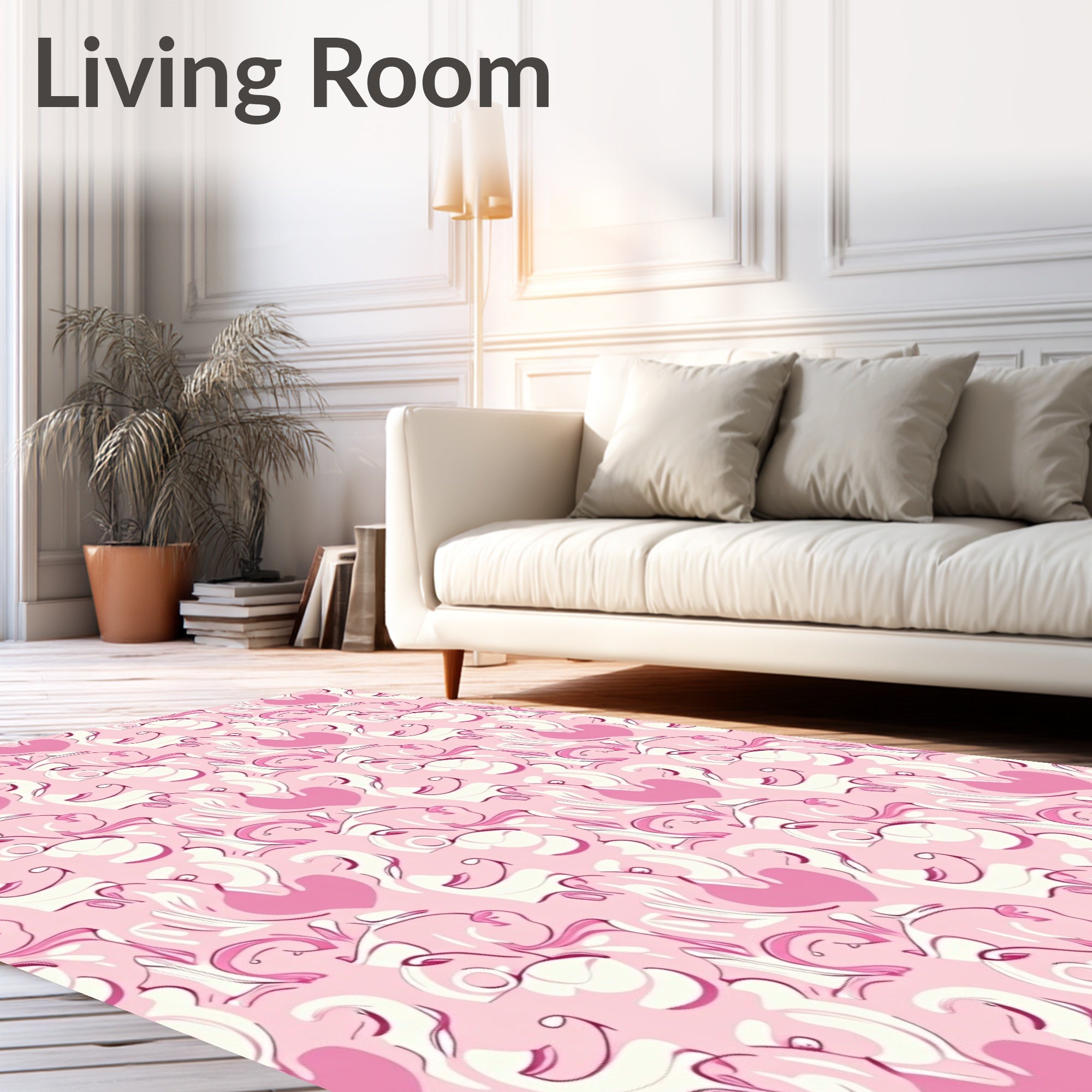 Blush Pink Swirl Heart Allegory Rug