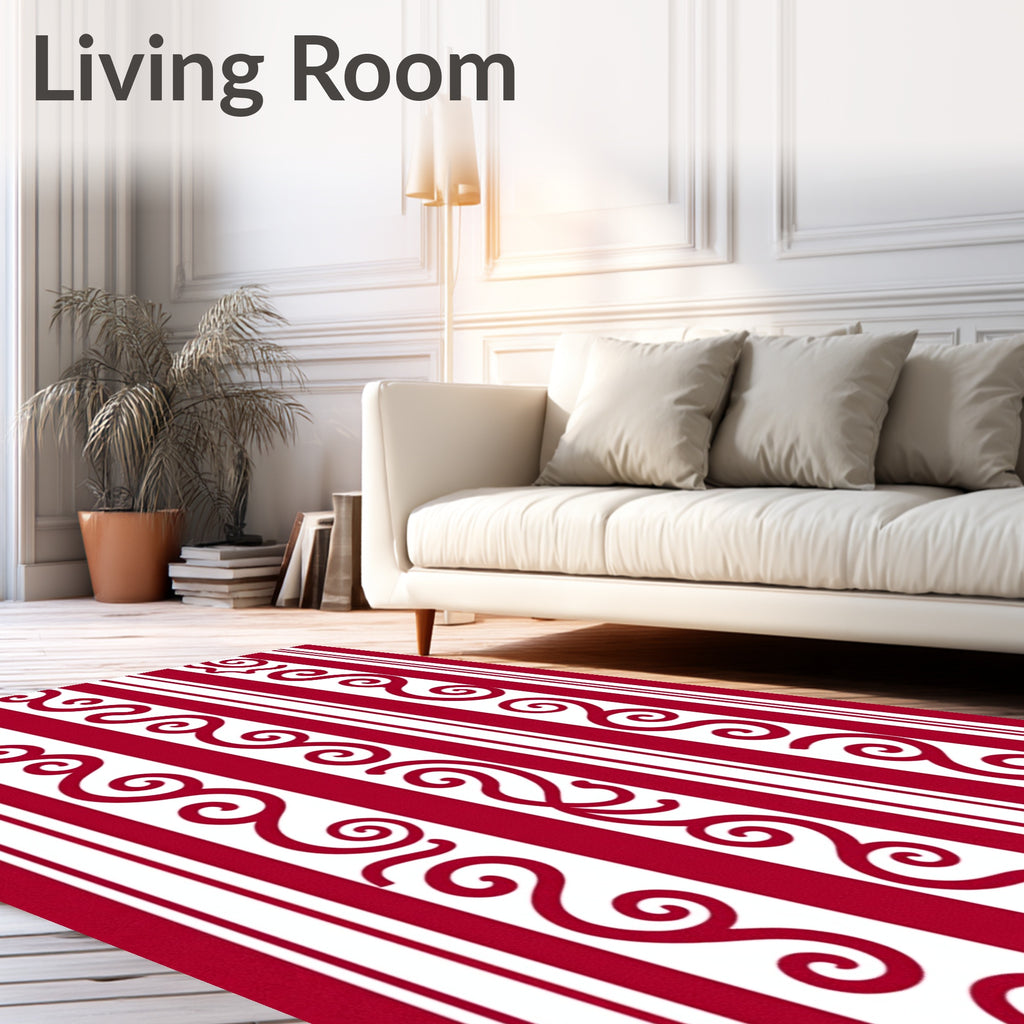 Crimson Swirl Stripe Vertical Rug
