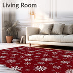 Crimson White Snowflakes Garland Rug