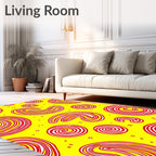 Retro Swirls Red Yellow Circles Rug