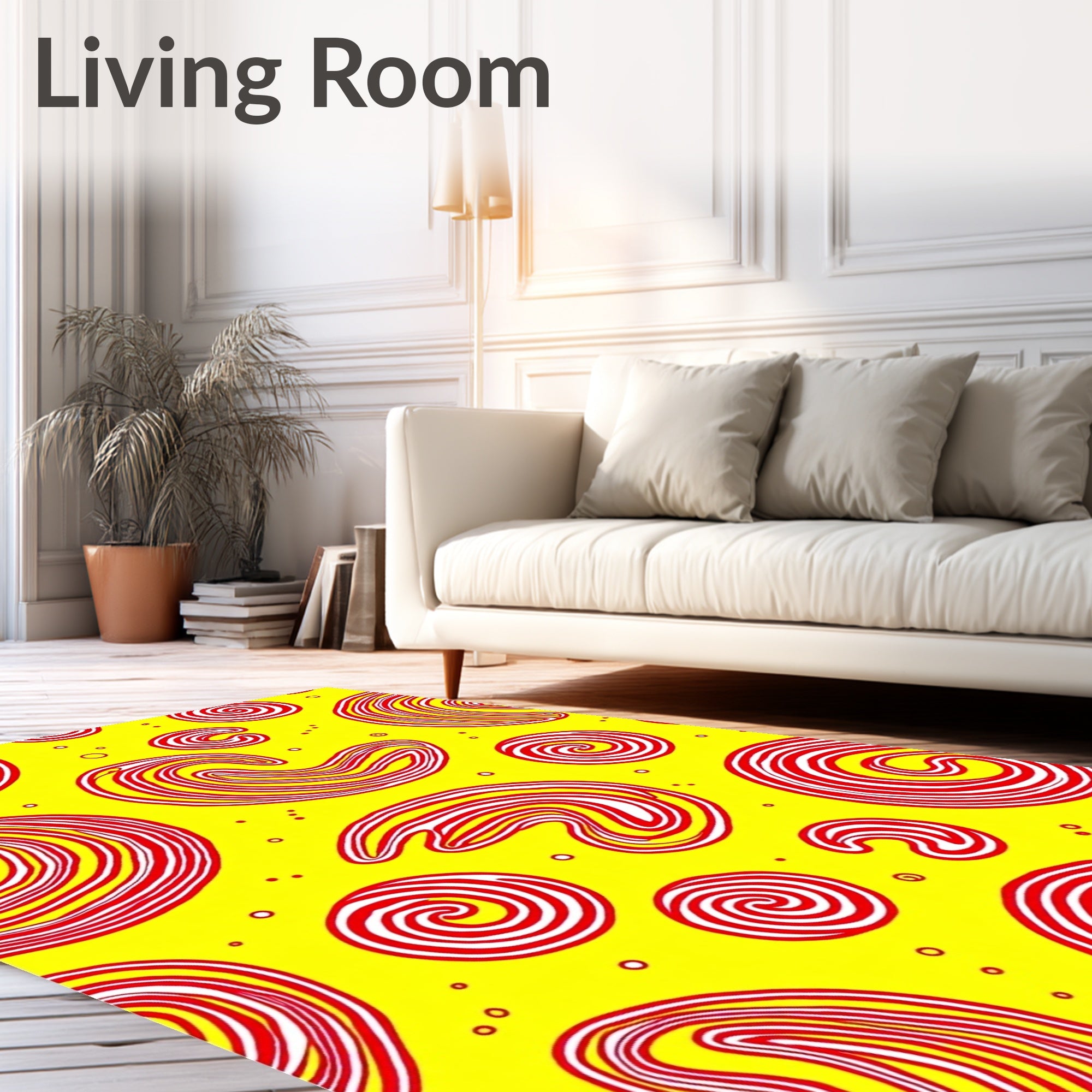 Retro Swirls Red Yellow Circles Rug