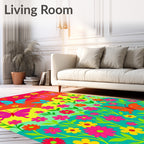 Vibrant Butterfly Garden Floral Burst Rug