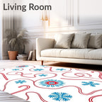 Crimson Candy Cane Snowflake Whimsy Rug