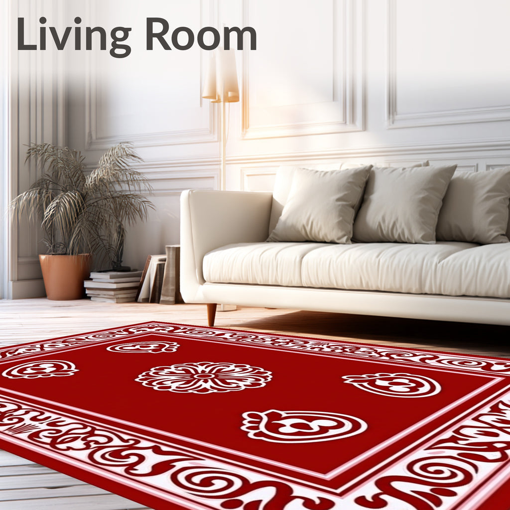 Crimson Red Classic Floral Medallion Rug