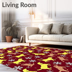 Whimsical Dog Snowflakes Crimson Rug