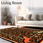 Rustic Orange and Cream Horse Swirl Rug