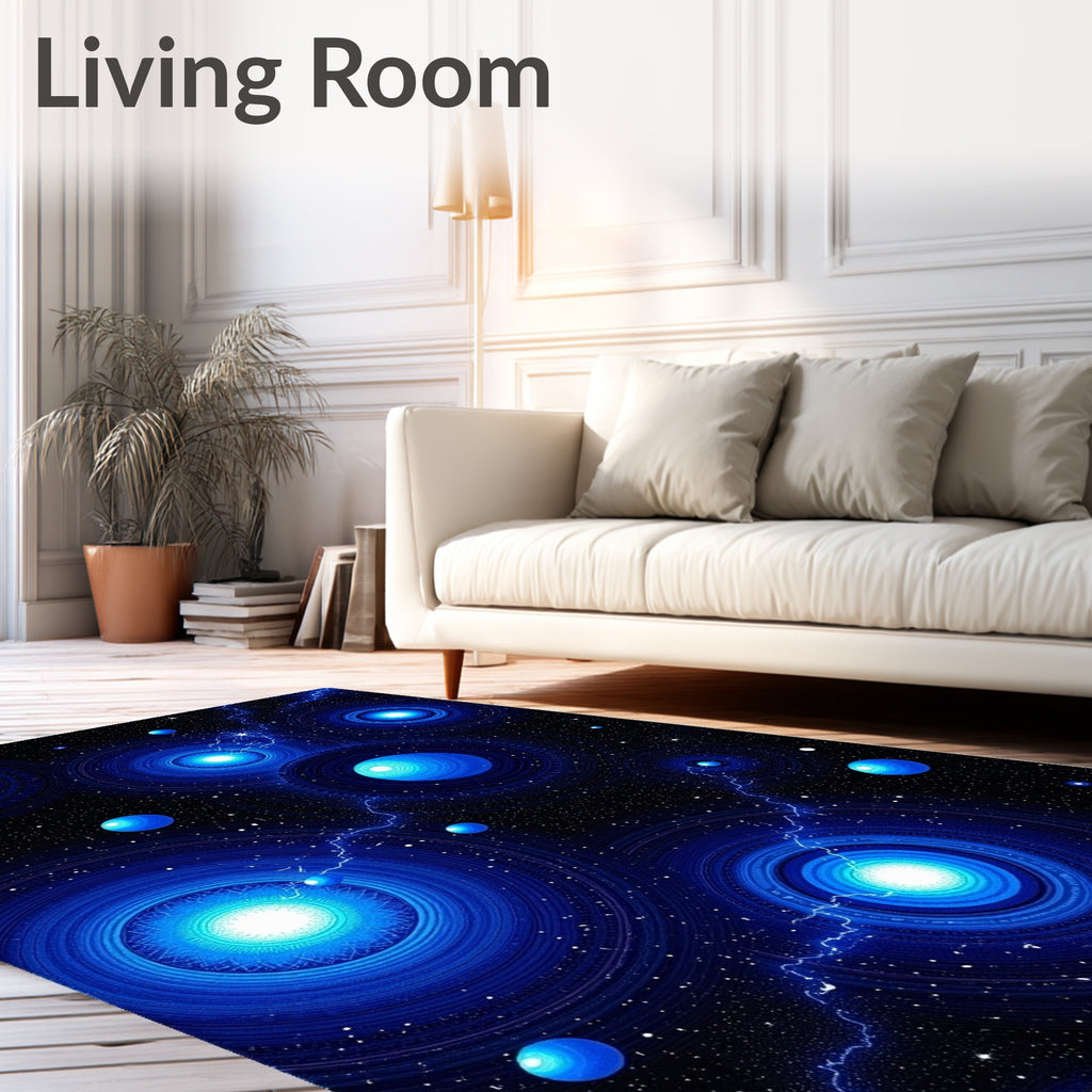 Cosmic Blue Nebula Swirls Rug