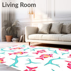 Pink Fish Teal Coral Art Rug