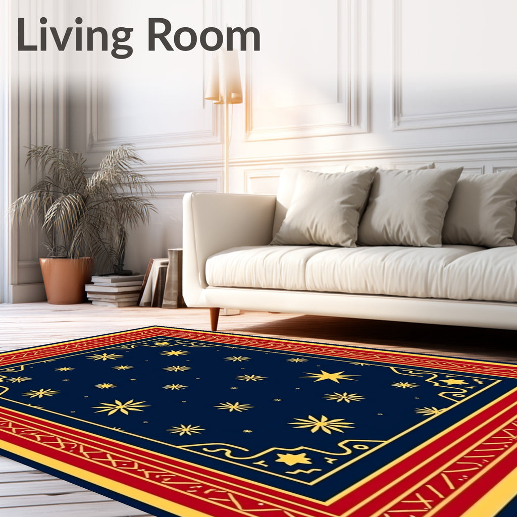 Midnight Blue Starry Field Rug