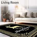 Golden Reindeer Festive Christmas Border Rug