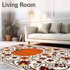 Orange Pumpkin Autumn Leaf Vine Rug