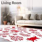 Red Cats Snowflakes And Pine Sprigs Rug