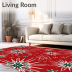 Festive Red White Green Starburst Rug
