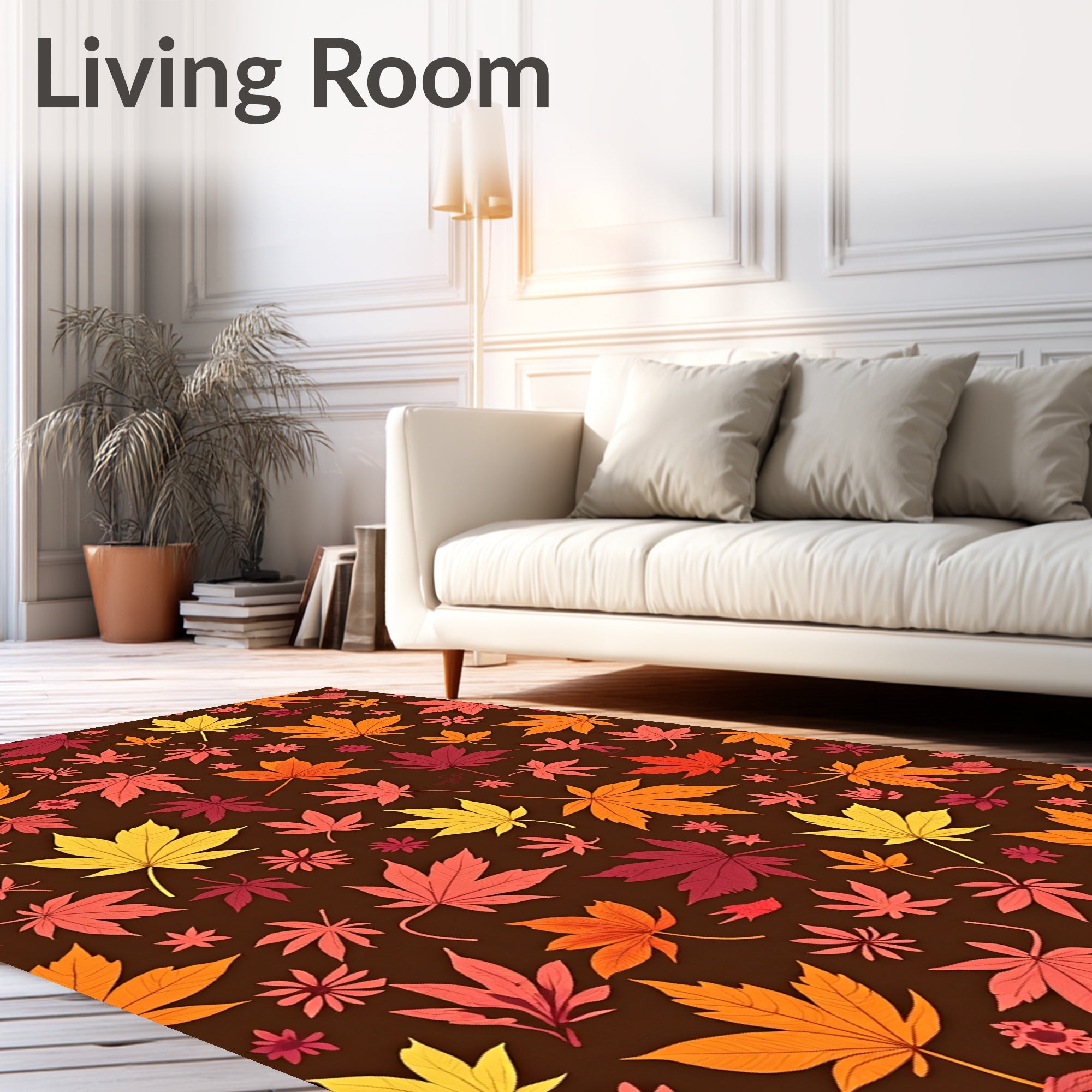 Autumn Maple Leaves Brown Background Rug