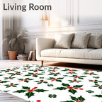 Green Holly Red Berry Christmas Rug