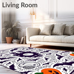 Spooky Halloween Castle Bats and Pumpkins Rug