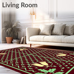 Burgundy Festive Bells Holly Rug
