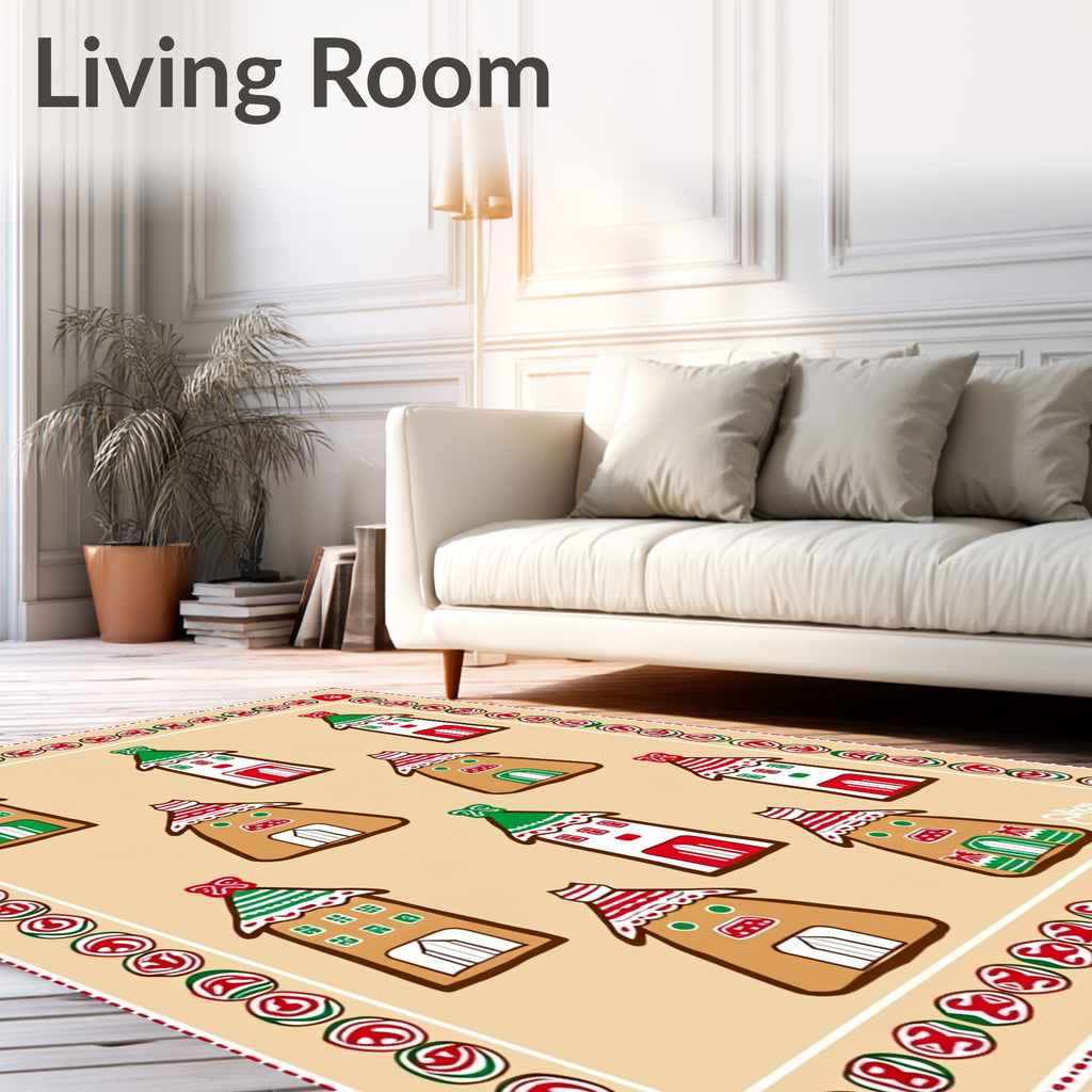 Whimsical Gingerbread Houses Bordered Rug