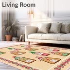 Whimsical Gingerbread Houses Bordered Rug