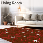 Brown Red Swirl Starburst Textile Rug