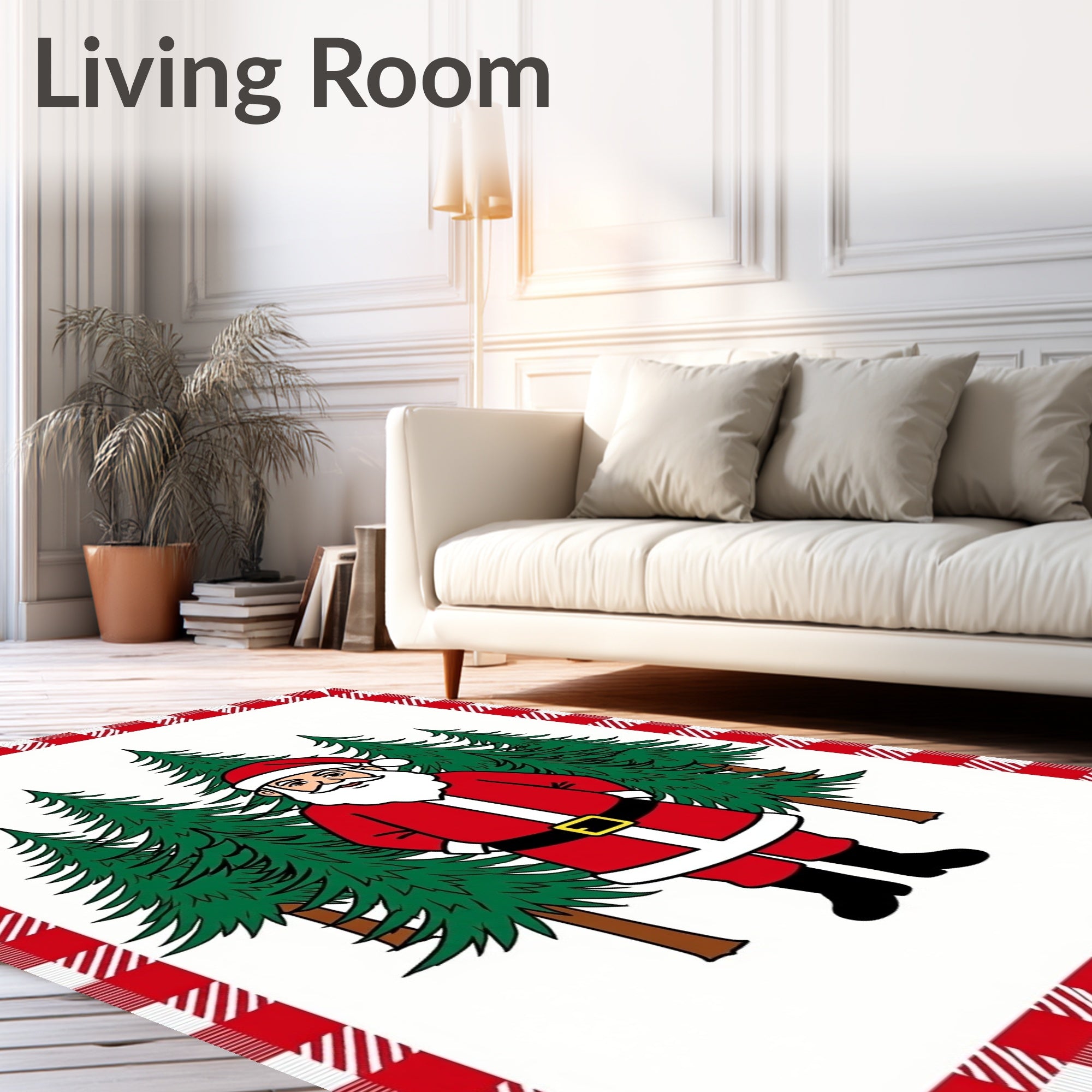Rustic Red Buffalo Plaid Santa Forest Rug